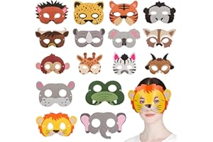 JOINPAYA 16pcs Cartoon Animal Paper Masks: Party Jungle Animal Masks Forest Cartoon Masks for Party Dress up