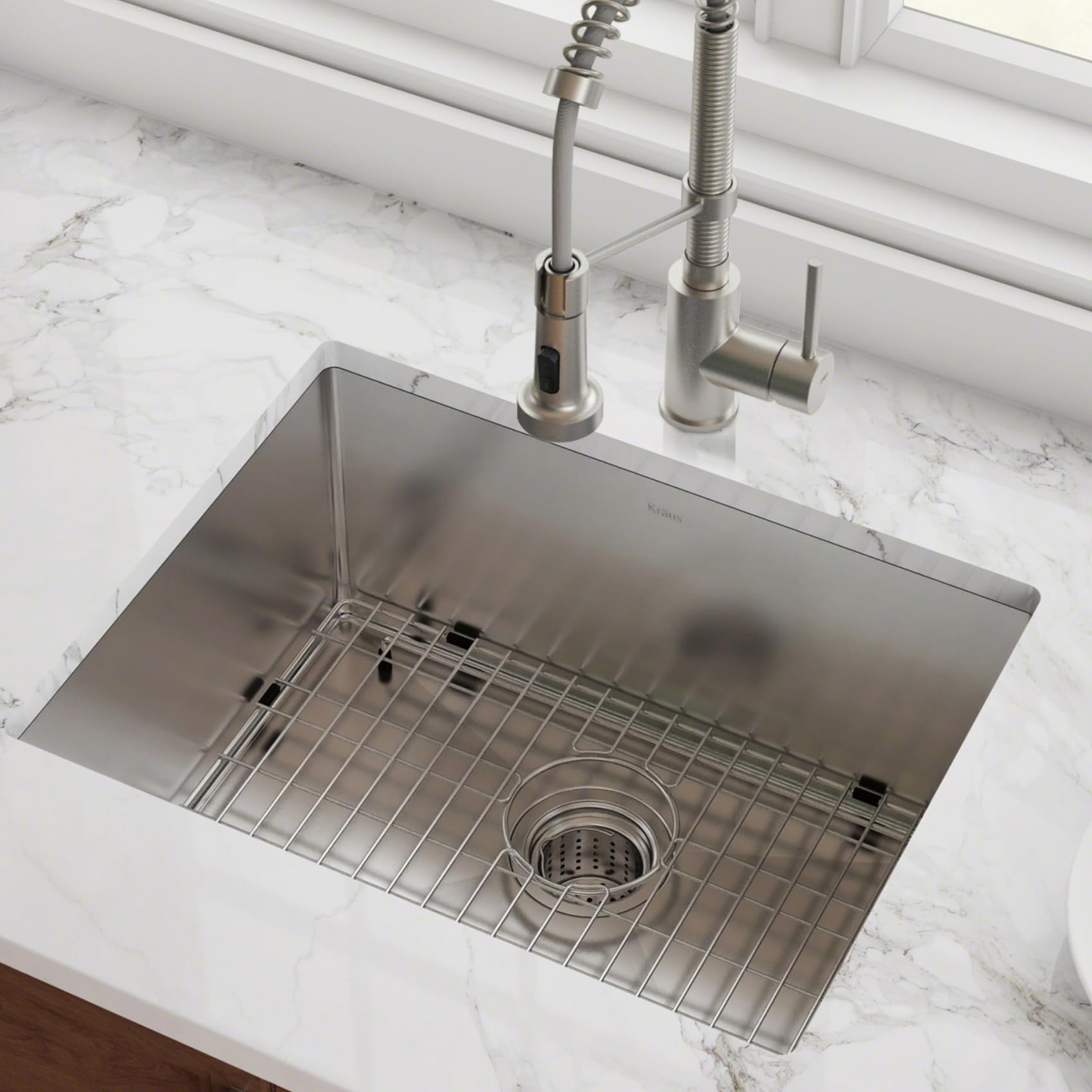 Kraus Standard PRO 23-Inch 16 Gauge Undermount Single Bowl Stainless Steel Kitchen Sink, KHU101-23