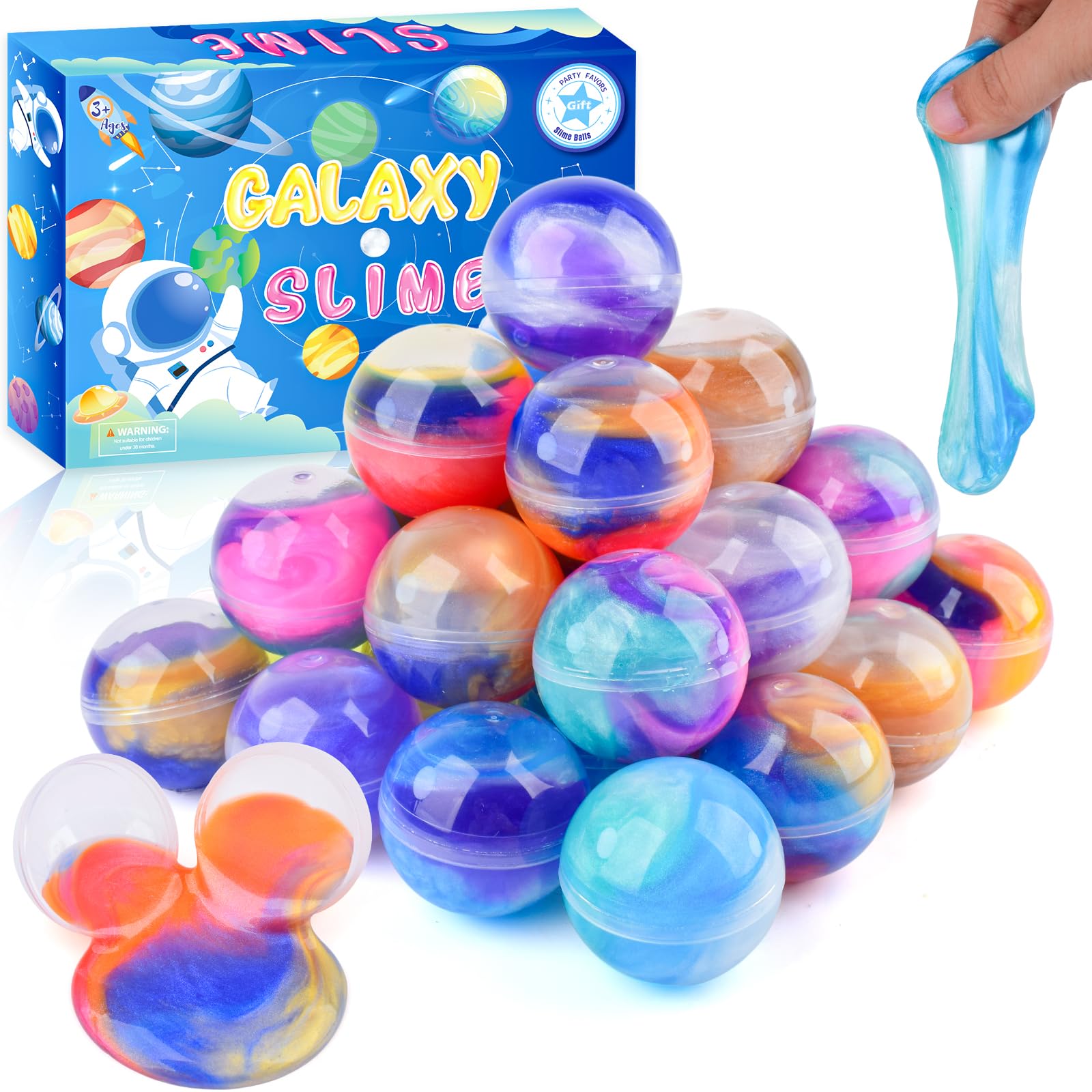 Photo 1 of 24 Pack Galaxy Slime Ball - Slime Party Favor for Kids, Stretchy, Non-Sticky, Mess-Free, Super Soft Sludge Toy, Birthday Gifts, Classroom Rewards for Boys & Girls, Goodie Bag Stuffers