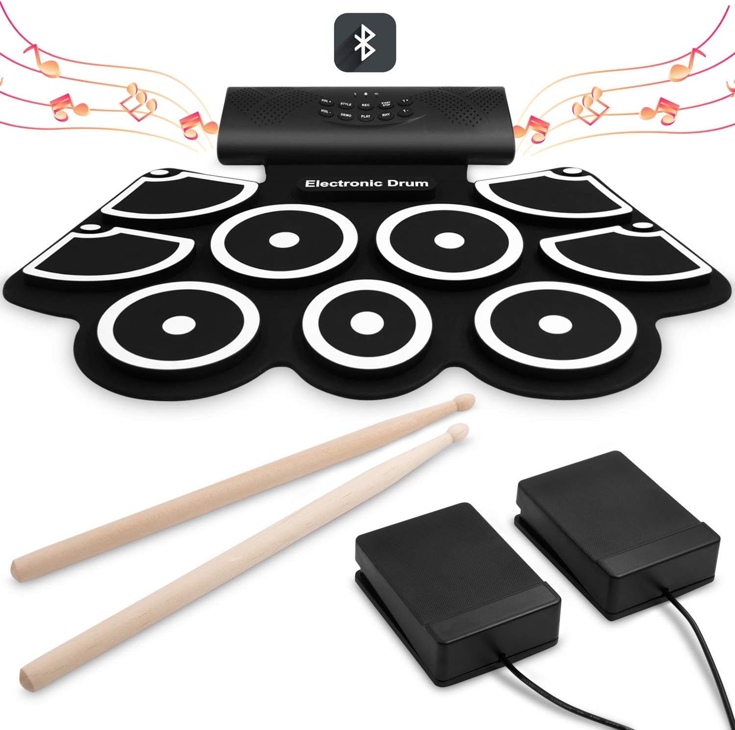 ammoon Electronic Rollup Drum Set Digital MIDI Drum Kit 9 Silicon Durm