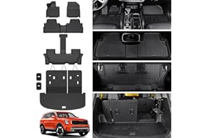 GALVAGNITE Floor Mats for Kia Telluride 2020-2024 2025 7-seat/8-seat Trunk Mat with Backrest Mat, All Weather TPE Cargo Liner Back Seat Cover Protector for 2024 Kia Telluride Accessories(Full Mat Set)
