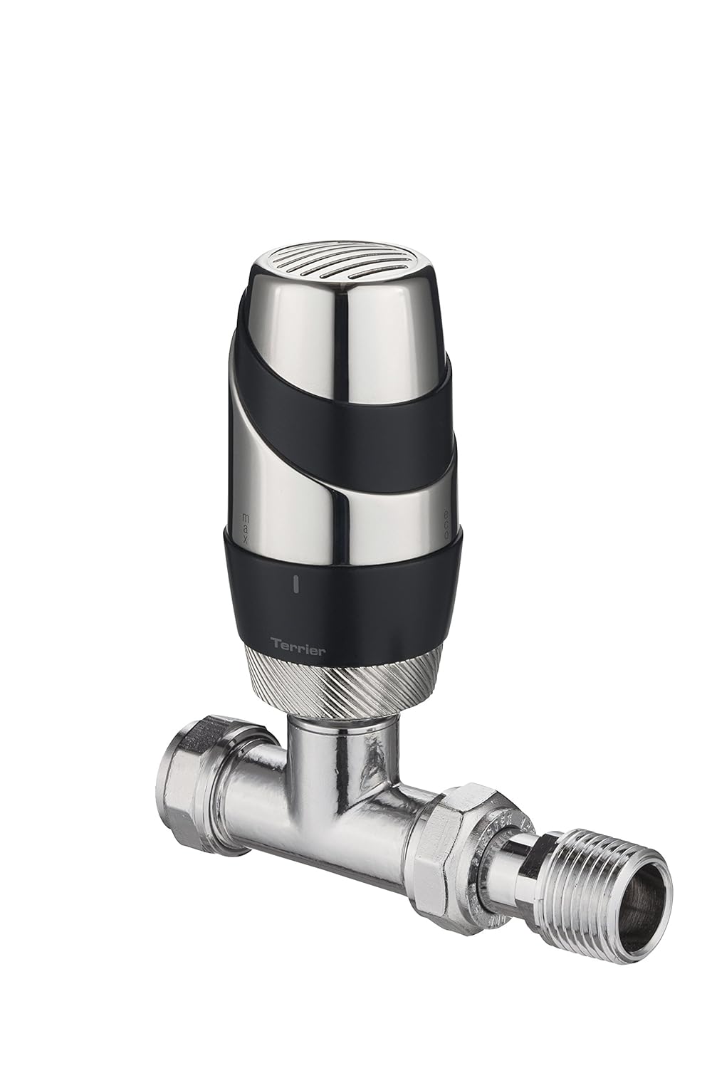 Terrier 632321 Thermostatic Radiator Valve Anthracite and Chrome 15mm Connection Straight Body