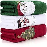 ZYXMLZ Christmas Hand Towels Large Size 25x18 Cotton, High Absorbency, Christmas Holiday Decorative Dish Washing Towels Face Washing Towels 3-Pack Gift Set