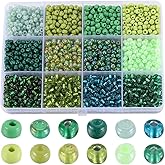 SUNNYCLUE 1 Box 156G Glass Seed Beads Bulk 4mm Bracelet Seed Beads 6/0 Green Seed Bead Glass Mini Pony Beads Round Glass Bead Spacer Loose Beads for Jewelry Making DIY Earrings Bracelets Necklace