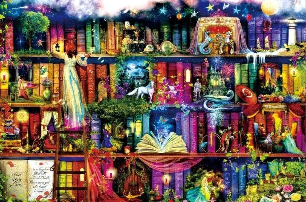 1000 Pieces Jigsaw Puzzles for Adults,Treasure Hunt Bookshelf Brain Challenge Puzzle for Childrens Educational Games Birthday Gift 70x50cm
