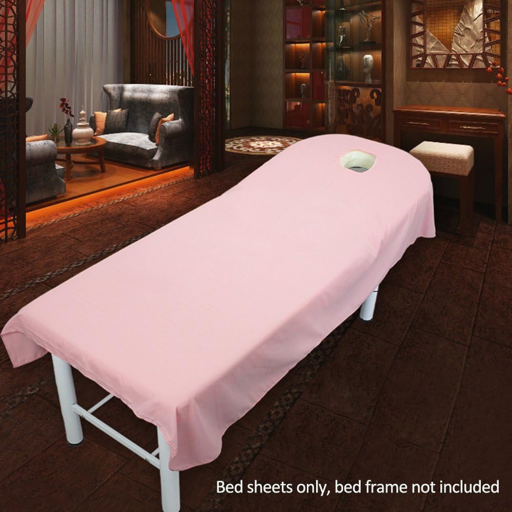 Emvanv Drap Housse En éponge Avec Trou Pour Table De Massage Et Soins Spa Ou De Beauté Rose