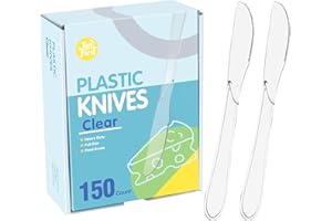 TONFORD Premium Clear Plastic Knives - Heavy Duty & Heat Resistant Disposable Cutlery for Parties, Picnics, and Everyday Use - 150 Count