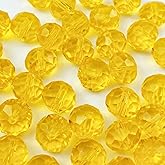Honkoolly 500pcs Crystal Glass Beads 3mm Faceted Rondelle Glass Spacer Beads with Hole for Bracelets Necklace Earring DIY Jewelry Making Craft(Gold Yellow)