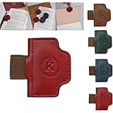 Personalized Magnetic Bygone Mark Bookmark with Pen Holder, 26 Letters Name Initial Custom Leather Book Mark for Women, Gifts for Book Lovers and Readers (Red,K)