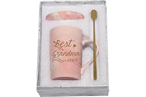 TOSHIY Best Grandma Mug Best Grandma Ever Mug Grandma gifts Birthday Mothers Day Gifts for Grandma from Granddaughter Grandson Grandchildren Grandkids 14 Ounce Exquisite Box Spoon and Mug Mat Pink