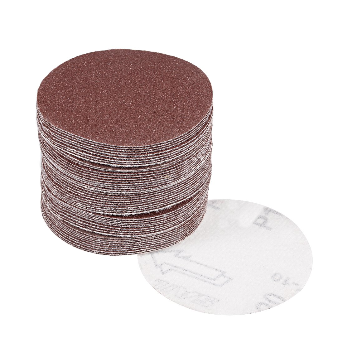sourcingmap 50Pcs 3 inch Hook and Loop Sanding Disc 120 Grits Flocking Sandpaper for Random Orbit Sander Brown