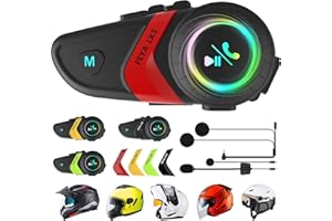 FEYA Motorcycle Helmet Speakers Super Long Battery Life Helmet Headset with Hi-Fi Sound Quality Dual Noise Reduction IPX6 Automatic Answer/Call Music Control/AI Voice/Soft & Hard Mic 1 Pack