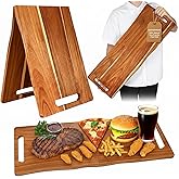 Large Charcuterie Board with Handles – 33 x 12 Inch Extra Large Acacia Wood Foldable Long Serving Tray – Portable Big Cheese Board and Long Cutting Board for Appetizers, Party, or Travel