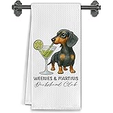 Elefeltclave Dachshund Drinking Martini Kitchen Towels, Dachshund Lover Gifts Dish Tea Towels for Kitchen Decor, Weiner Dog Doxie Gifts for Women Decorative Hand Towels, 16x24 Inch