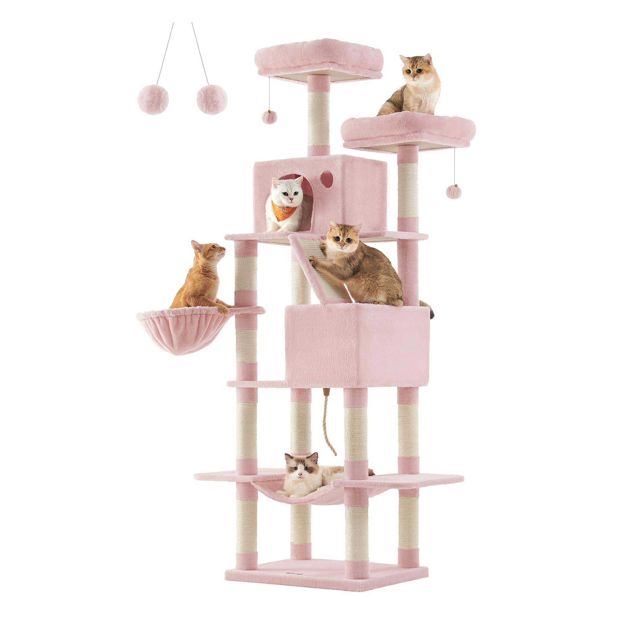 Mdeam 81 Inch Cat Tree - Multi-Level Tower With Caves, Scratching Posts, Ladder & Perches