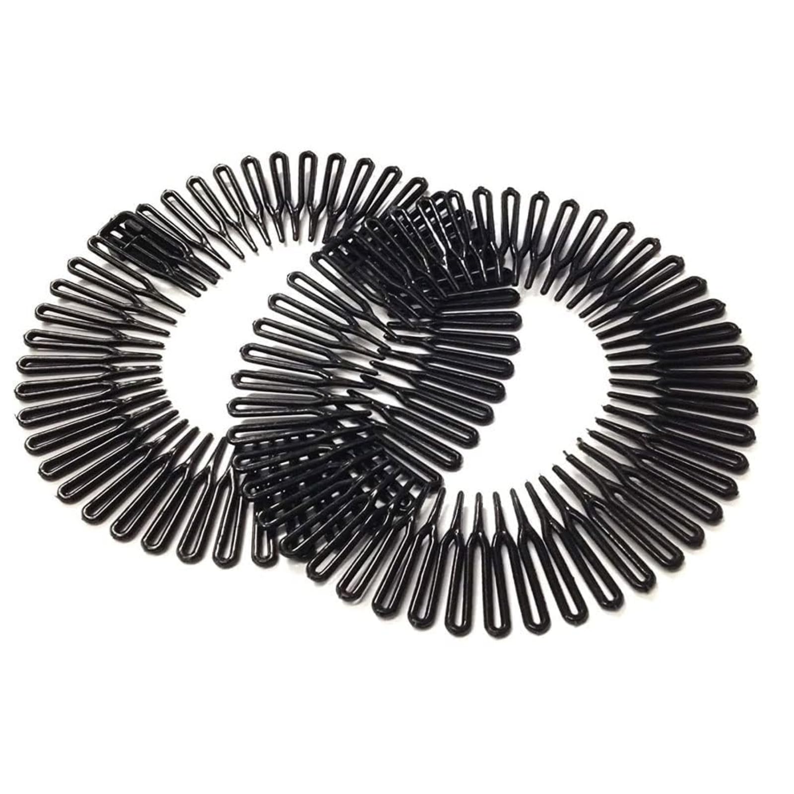 2 Pieces Black Stretch Comb, Full Circular Stretch Hair Comb, Plastic Headband, Hair Band Holder, Hairstyle Accessories for Long and Short Hair, Headband and Headbands, Hair Accessories