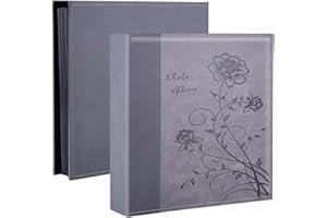 Artmag 600 4x6 Photo Picutre Album, Extra Large Capacity Leather Cover Photo Albums Holds 600 Horizontal and Vertical 4x6 Photos for Wedding Family (Grey)