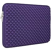 RAINYEAR 14 Inch Laptop Sleeve Diamond Foam Shock Resistant Neoprene Padded Case Fluffy Lining Zipper Cover Bag Compatible with 14" Notebook Computer Chromebook Tablet Ultrabook (Purple)