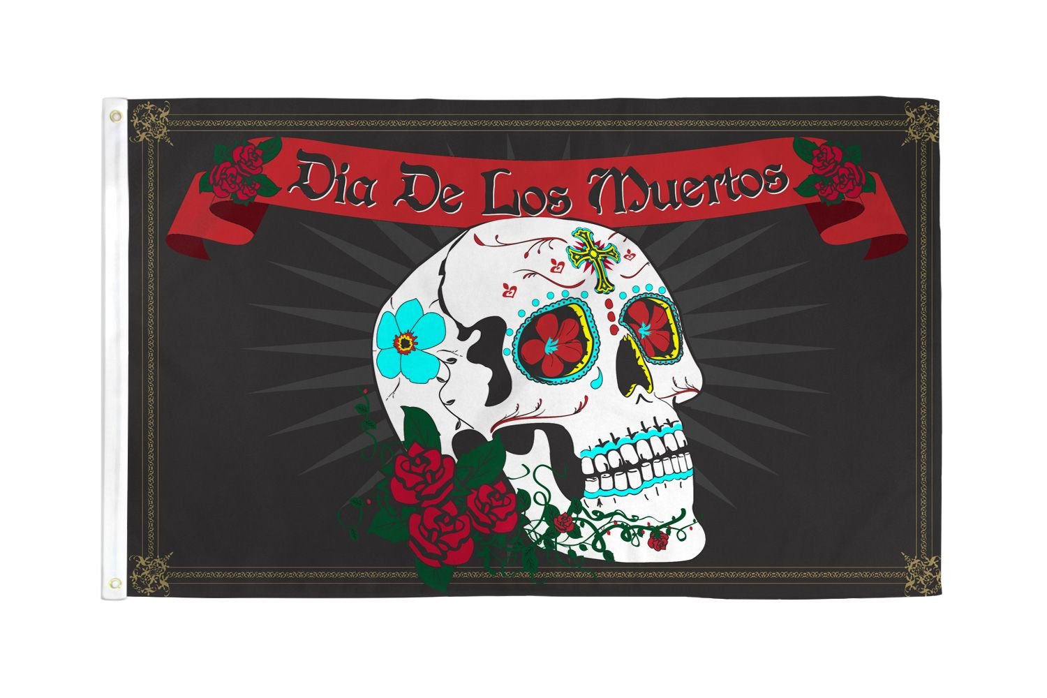 AZ FLAG - Day Of The Dead Flag - 3x5 Ft - 100D Polyester Dia De Los Muertos Banner with Two Metal Grommets - Fade Resistant - Vivid Colors - 3' x 5' Feet - 150x90 Cm