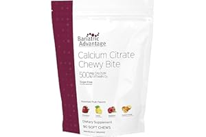 Bariatric Advantage Calcium Citrate Chewy Bites 500 mg with Vitamin D3 - Chewable Supplement for Bariatric Surgery Patients - Sugar-Free Calcium Chews - Assorted Fruit - 90 Count