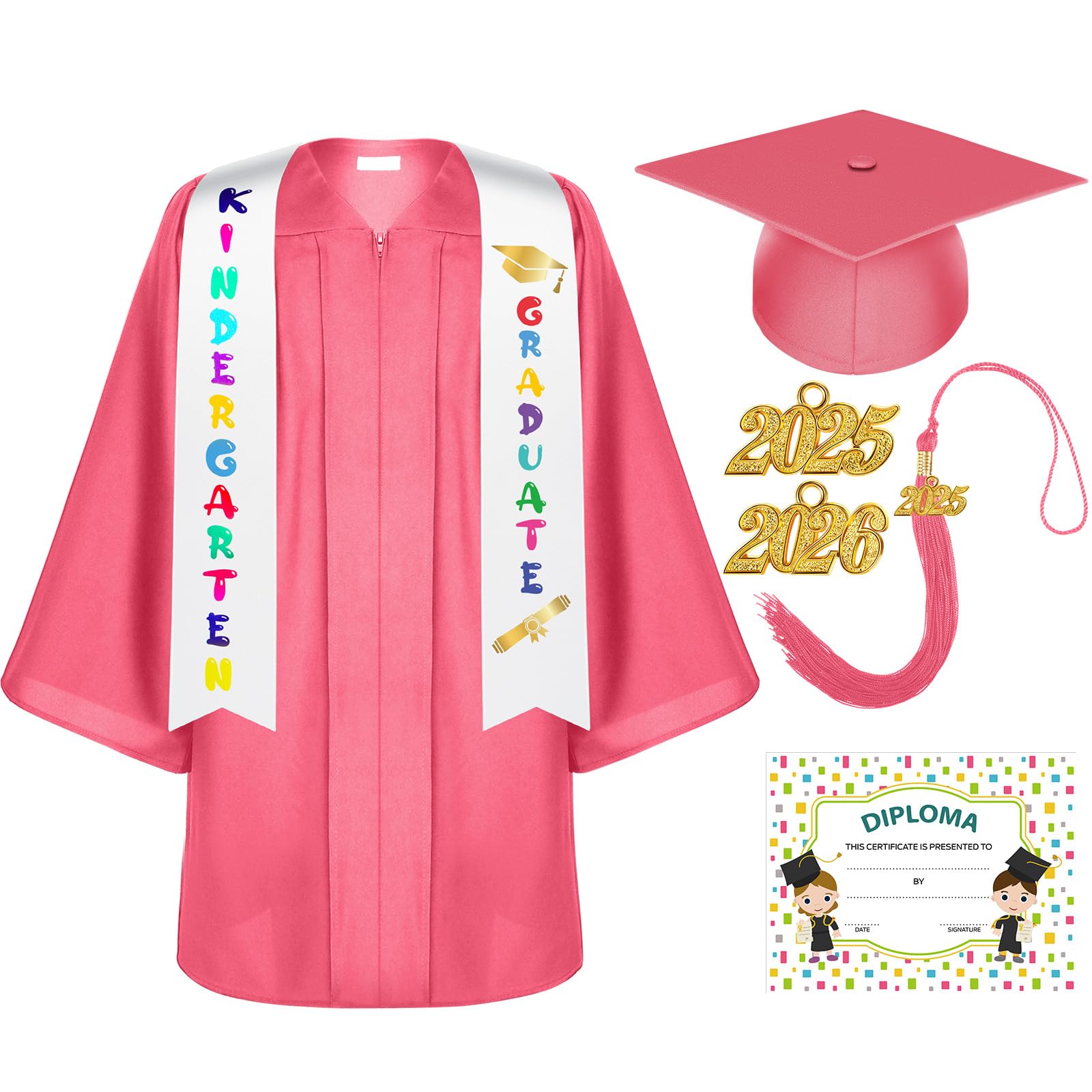 Lasnten Unisex Matte Kindergarten Graduation Gown Cap Tassel Set with ...