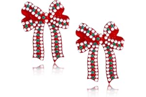 TRWWELL Christmas Theme Earrings Bow Colorful Light Bulbs Rhinestone Earrings Gingerbread Man Christmas Tree Reindeer Christmas Jewelry Gift