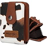 Montana West X Wrangler Credit Card Holder Small Wallets for Women Compact Credit Card Case With Smooth Zipper and ID Window