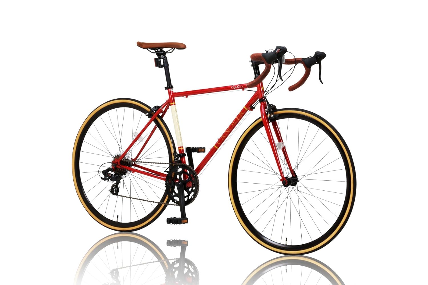 輝く高品質な Canover カノーバー クラシック ロードバイク 700c シマノ14段変速 Car 013 Orpheus クロモリフレーム フロントledライト付 メーカー保証1年 B012ccl0aw レッド レッド Seminario Ekosbrasil Org