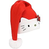 Hello Kitty Big Face Embroidery Cuff Acrylic Santa Hat