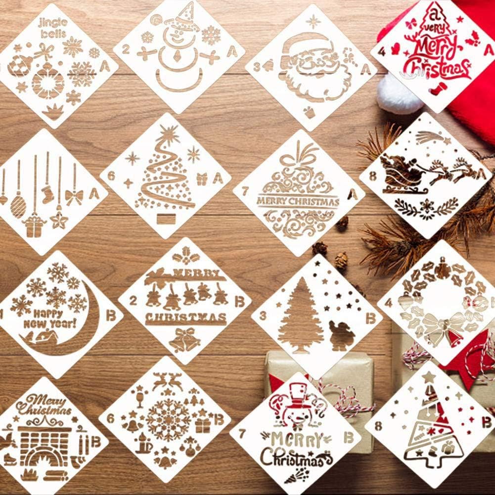 Car Door Glass Window Spraying For Template Painting Drawing Craft Plastic Reusable Pcs 16 Template Stencils Christmas Body Decoration Diy Snowflake Xmas Holiday Scrapbook Journaling Wood Stencils Templates Exclusive Renobeadshop Com