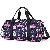 Dance Bag Girls Gymnastics Duffle Bag with Shoe Compartments, Pink Ballet Sports Travel Overnight Weekender Sleepover Carry On Bag for Teens