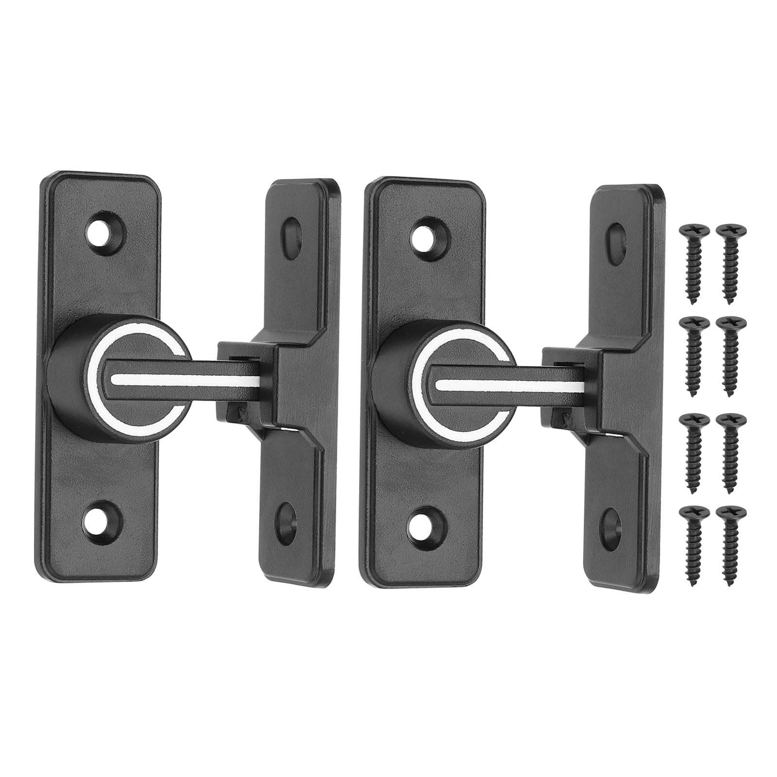 PATIKIL 90 Degree Barn Door Lock, 2 Pack Luminous Flip Latches Zinc Alloy Safety Sliding Door Bolt Latch Lock for Garden Garage Bathroom Gate, Black