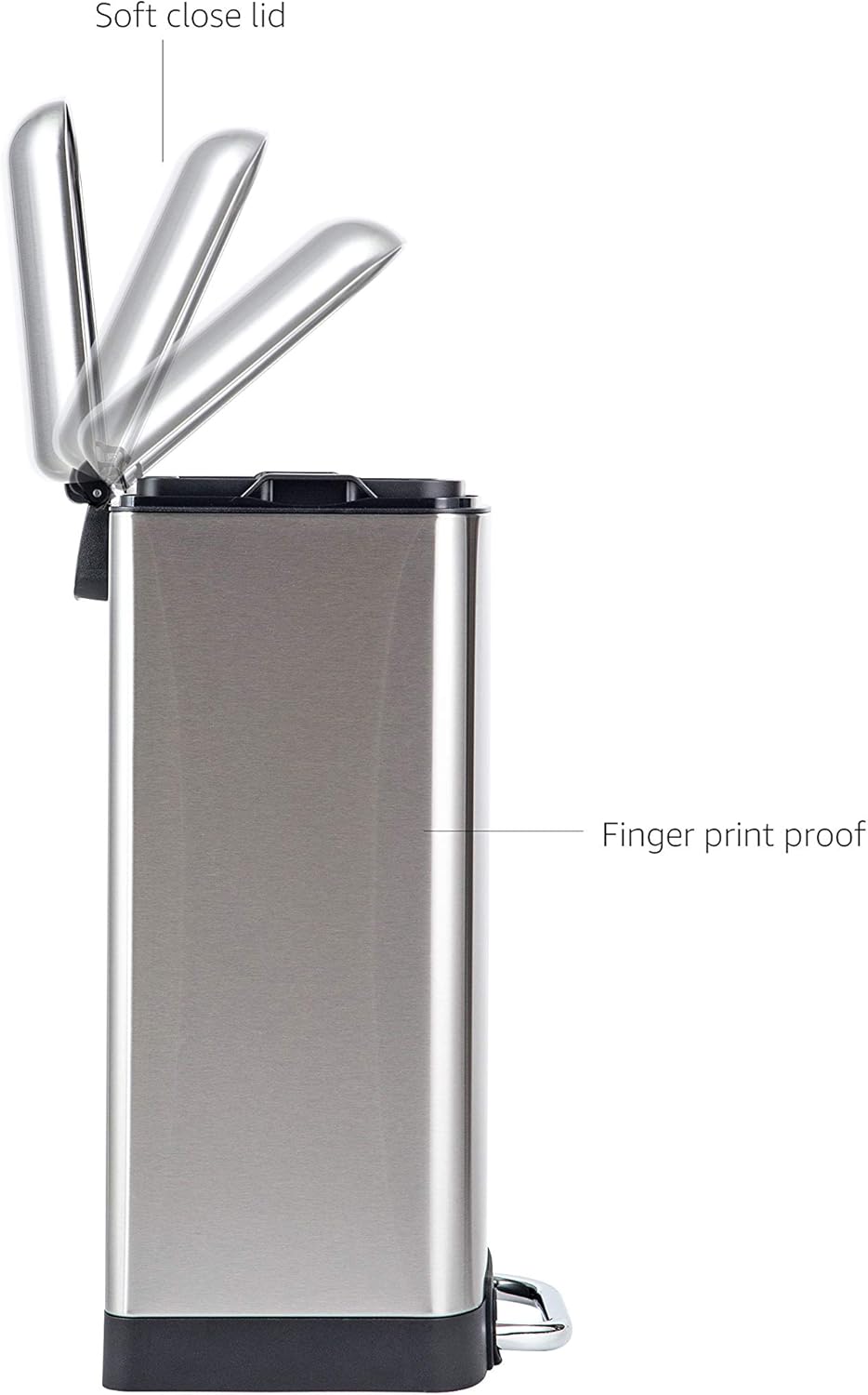 Basics B-10108FM-20L Trash Can, 20L / 5.3 Gallon, Brushed Stainless steel: Home & Kitchen