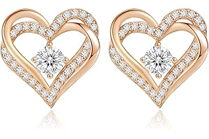 CDE Forever Love Heart Stud Earrings for Women Teen Girls, 925 Sterling Silver Birthstone Heart Stud Earrings Mother's Day Gift Anniversary Birthday Jewelry Gifts for Women Wife Her Girls