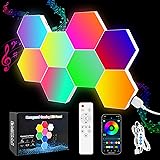 Hervika 8 Pack DIY Hexagon LED Lights, Music Sync