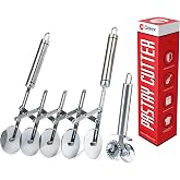 Oleex &lsquo;All-Dough&rsquo; Pastry Cutter Set. 5 Wheel Dough Cutter and Dual Fluted Ravioli Cutter Wheel/Pizza Cutter Wheel! Versatile Brownie Cutter, Pasta Maker, Noodle Cutter, Stainless Steel Pizza Slicer