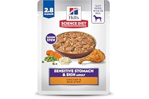 Hill's Science Diet Adult Sensitive Stomach & Sensitive Skin Chicken & Rice Stew Wet Dog Food, 2.8-oz Pouch, case of 24