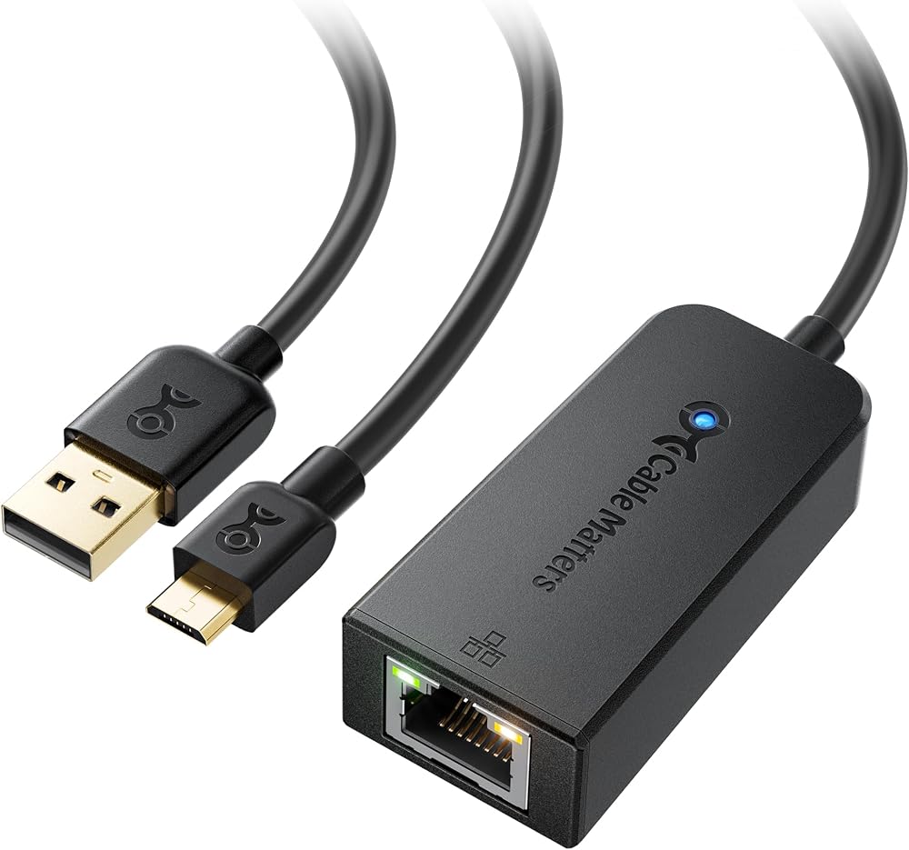 Cable Matters Micro USB to Ethernet Adapter 300+Mbps Fire Stick Chromecast