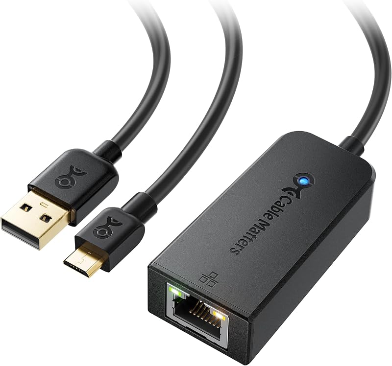 Cable Matters Micro USB to Ethernet Adapter 300+Mbps Fire Stick Chromecast