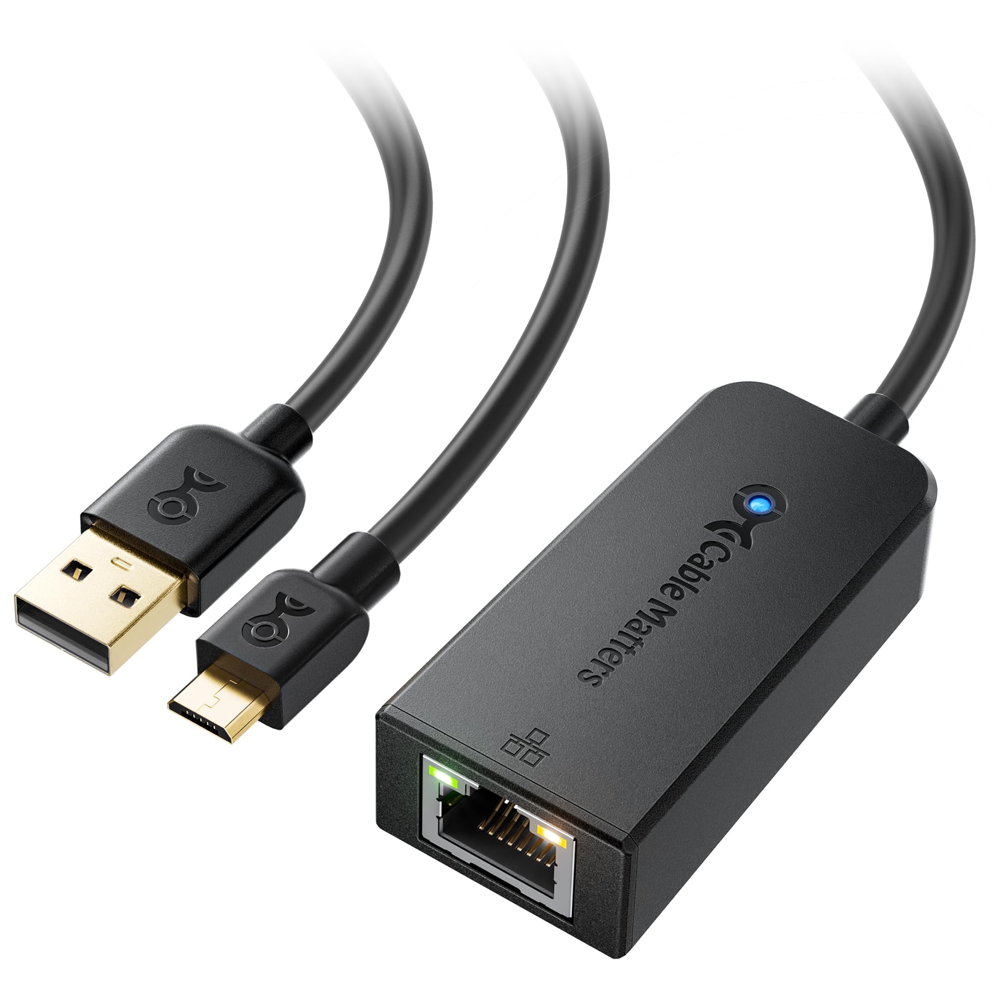 Cable Matters Micro USB to Ethernet Adapter Up to 300+Mbps, Fire Stick Ethernet Adapter, Compatible with Fire TV Stick, Chromecast (Gen 1-3, up to Aug 2020), Google Home Mini - Not for Roku