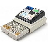 Electronic Cash Register, 48 Keys Commercial Cash Registers Cash Register POS Systems Stainless Steel Registers w/Thermal Print Head&amp;8 Digital LED for Shopping Malls Retailers Restaurants (Black)