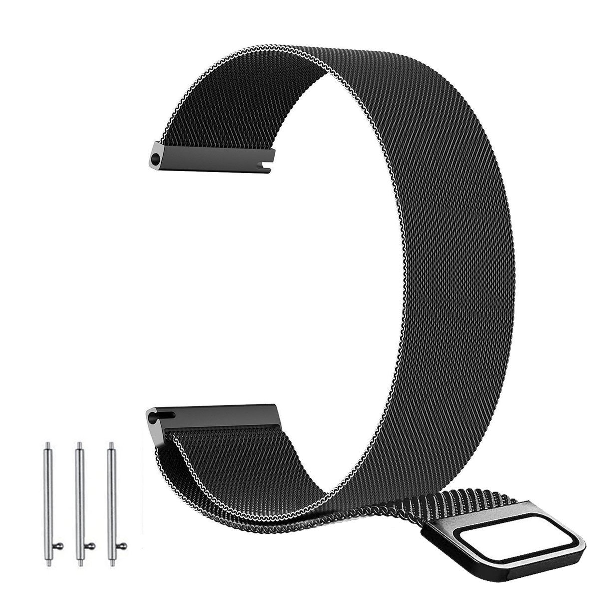 BarRan Watch Band for Forerunner 645, 20mm Milanese loop mesh Quick Release Magnetic Clasp Stainless Steel Replacement Watch Strap for Garmin Forerunner 645/ Forerunner 645 Music