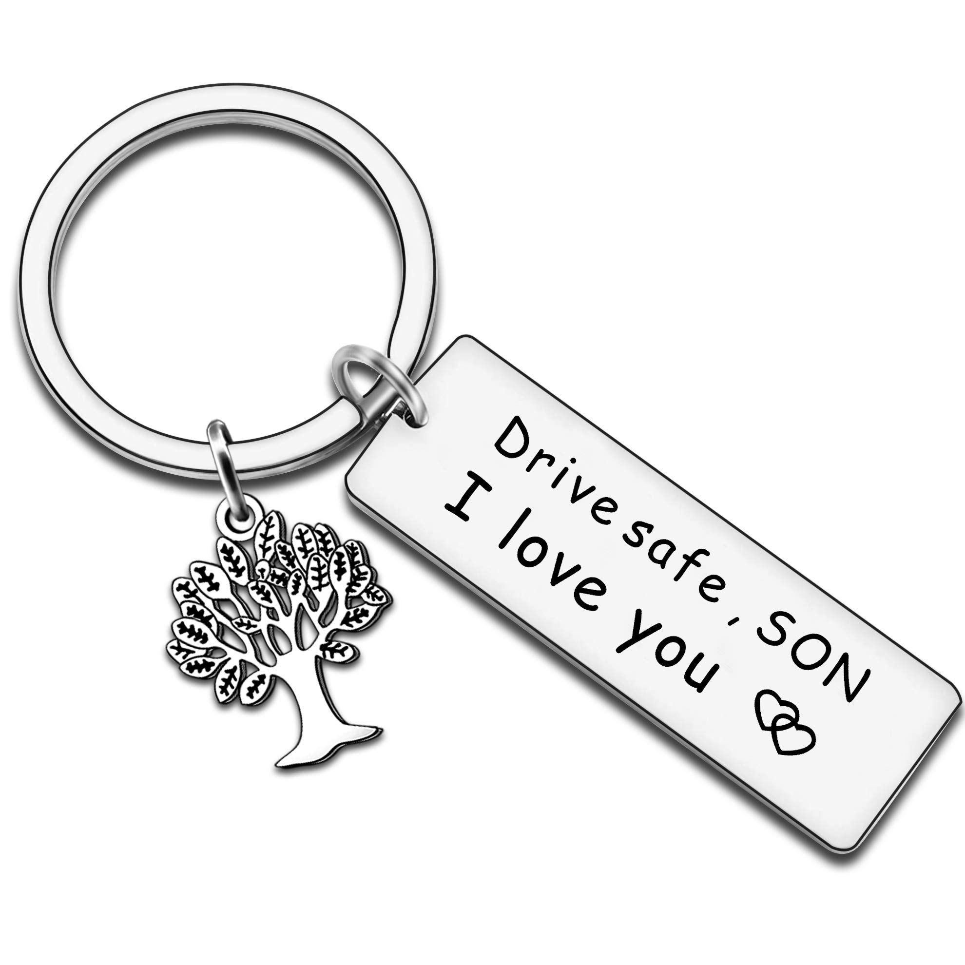 JMIMO Son Gifts from Mum Dad - Drive Safe Son Keyring I Love You Christmas Birthday Gifts