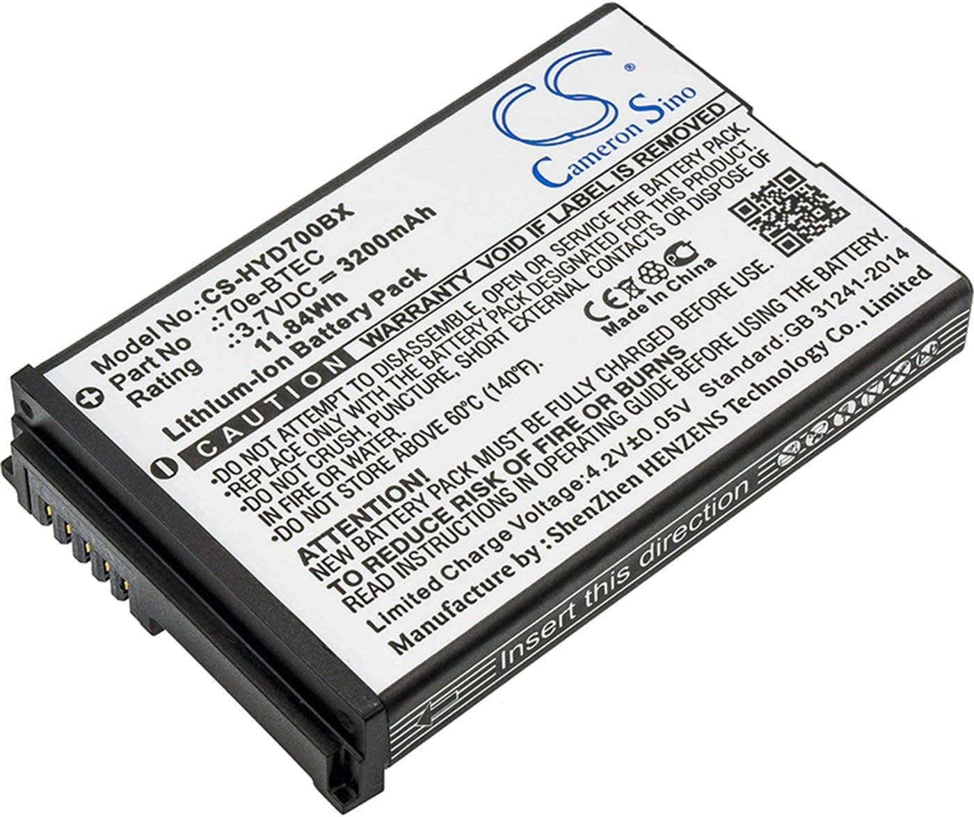 Battery for Dolphin 60s, 70e, 75e, Honeywell Captuvo SL42 Sled,