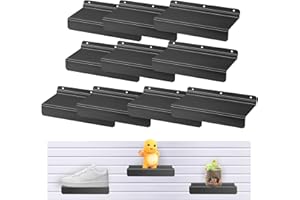CHOWZZ Slatwall Shelves, Slatwall Panel Accessories, Floating Slat Wall Shelf Shelves for Shoes, Black Metal Flat Slat Board Accessories for Retail Display, 9 x 4 inch -(10 Pcs)