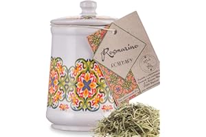 Ground Rosemary in Italian Handmade Ceramic Jar, Herb, Spice & Seasoning Gifts, ARTIGIANI DEI SAPORI, Product of Italy, Net Weight 0.7 oz