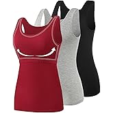 Vislivin Cotton Tank Tops with Shelf Bra for Women Stretch Tanks Wide Strap Undershirts