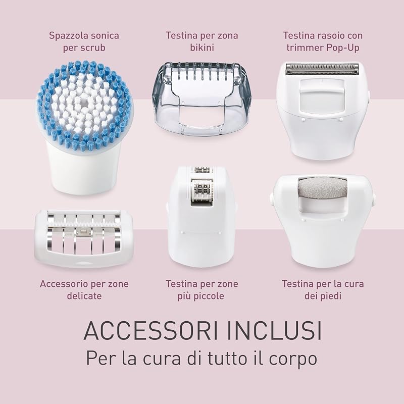 ES-EY90 Epilatore Bagnato e Asciutto, Doppio Disco con 60 Pinzette, Testina Flessibile Pivotante a 90°, 3 Impostazioni di Velocità e Luce LED, 30 Minuti di Funzionamento, Testina Rasoio