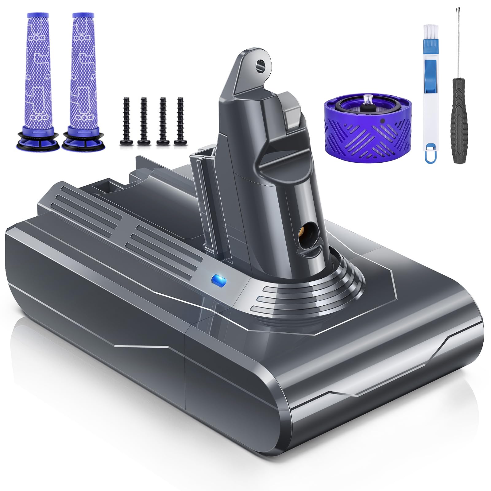 Photo 1 of Morpilot Battery Replacement for V6, 21.6V 8000mAh Li-ion Battery Compatible with V6 Animal V6Absolute V6Motorhead V6Fluffy SV03 SV04 SV05 SV06 SV07 SV09 DC58 DC59 DC61 DC62 DC72 DC74 Vacuum Cleaner