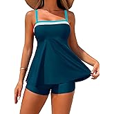 ZAFUL Womens Tankini Swimsuits Two Piece Bathing Suits Flowy Ruffle Swimwear with Shorts
